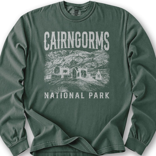 Cairngorms National Park Sketch Long Sleeve Shirt - Blue Spruce