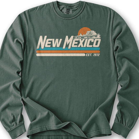 New Mexico Retro Stripe Long Sleeve Shirt - Blue Spruce