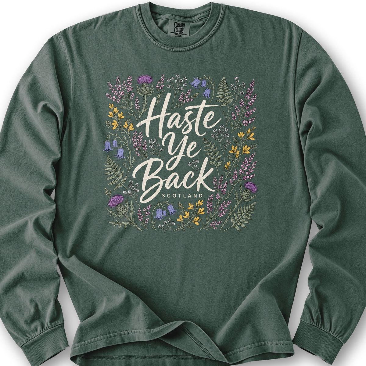 Haste Ye Back Scotland Long Sleeve Shirt - Blue Spruce