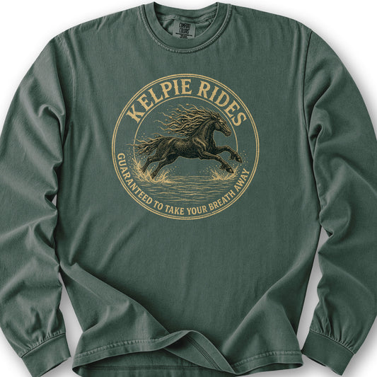 Kelpie Rides Badge Long Sleeve Shirt - Blue Spruce