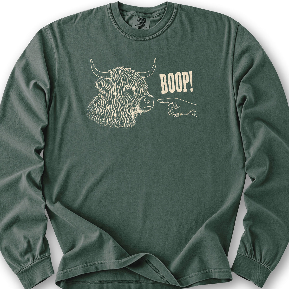 Boop Highland Coo Long Sleeve Shirt - Blue Spruce