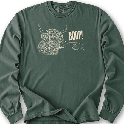 Boop Highland Coo Long Sleeve Shirt - Blue Spruce