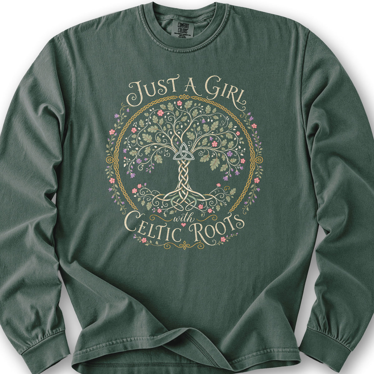 Just A Girl Celtic Long Sleeve Shirt - Blue Spruce
