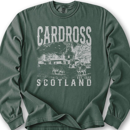Cardross Scotland Sketch Long Sleeve Shirt - Blue Spruce