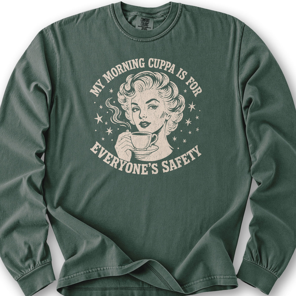 Morning Cuppa Safety Long Sleeve Shirt - Blue Spruce