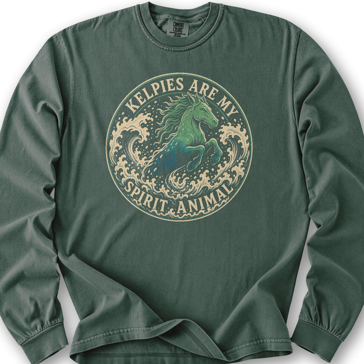 Kelpie Badge Long Sleeve Shirt - Blue Spruce