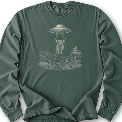 Highland Coo UFO Long Sleeve Shirt - Blue Spruce