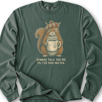 Dinnae Talk Squirrel Long Sleeve Shirt - Blue Spruce