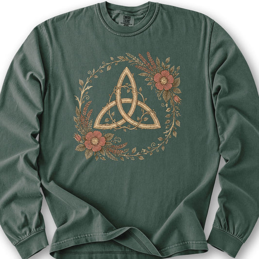Trinity Garden Wreath Long Sleeve Shirt - Blue Spruce