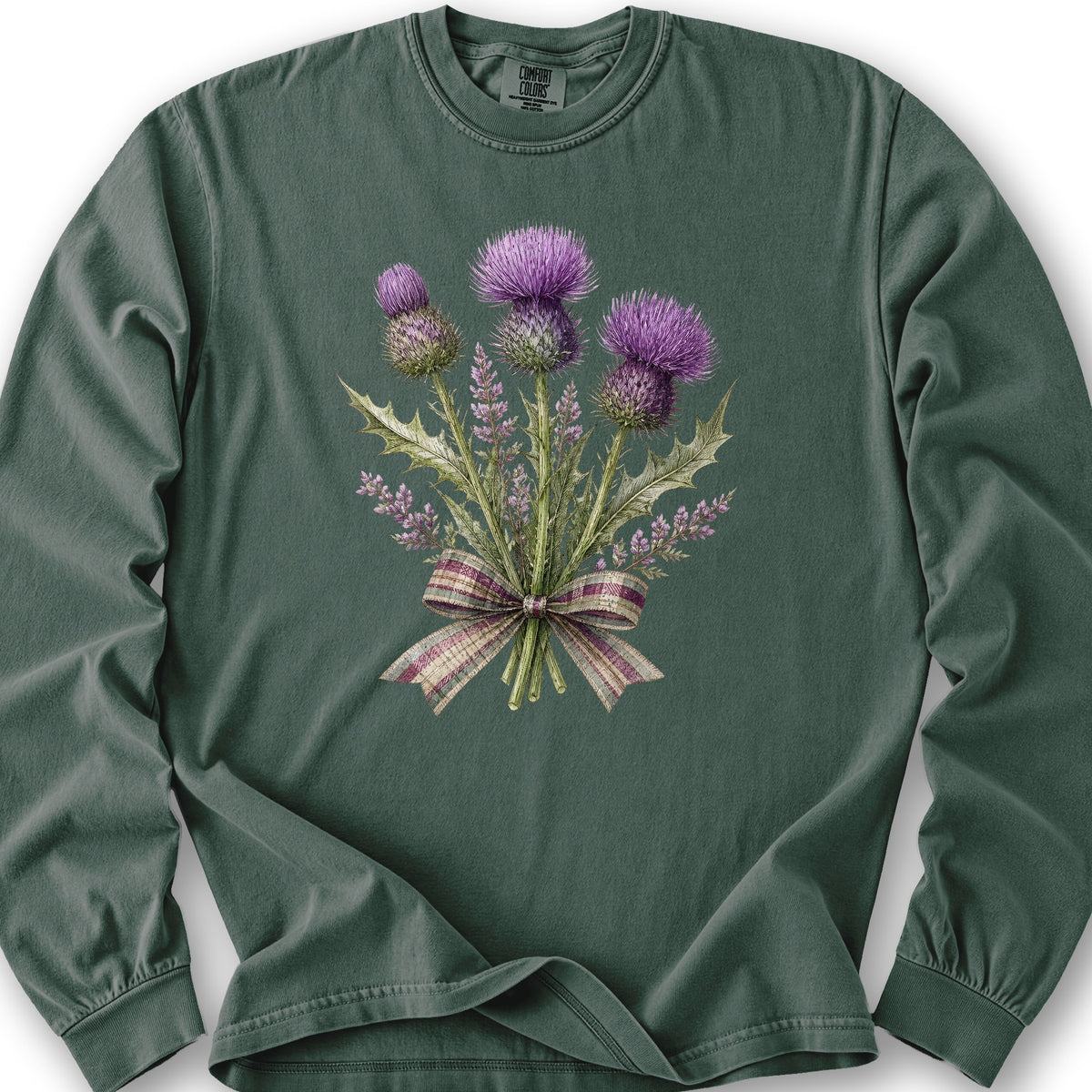 Thistle Bouquet Ribbon Long Sleeve Shirt - Blue Spruce