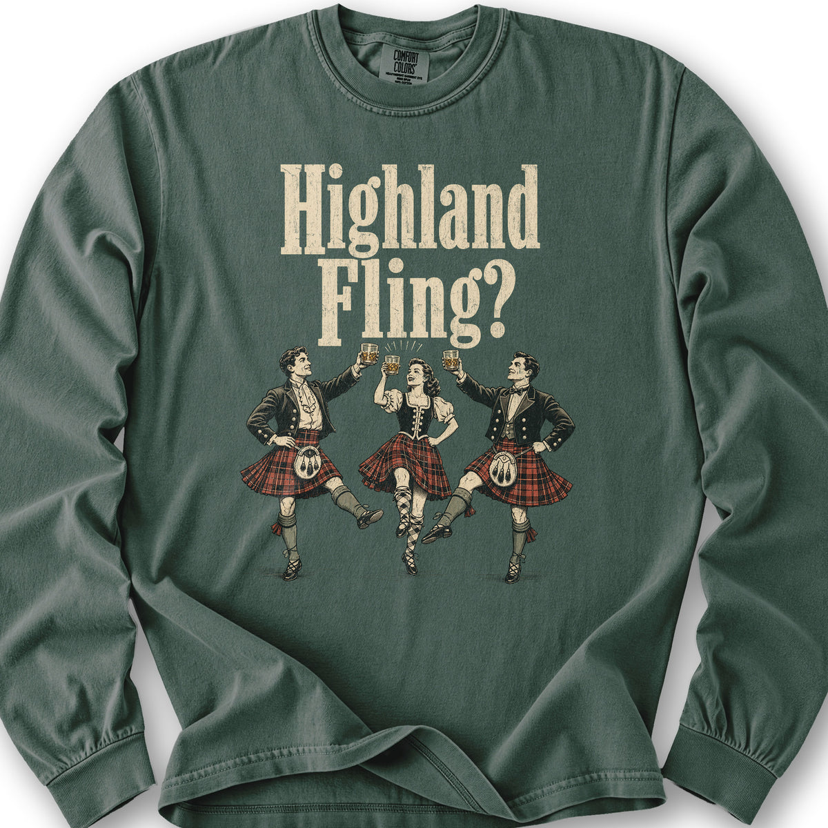 Highland Fling Trio Long Sleeve Shirt - Blue Spruce