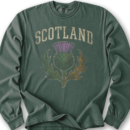 Scotland Distressed Thistle Long Sleeve Shirt - Blue Spruce