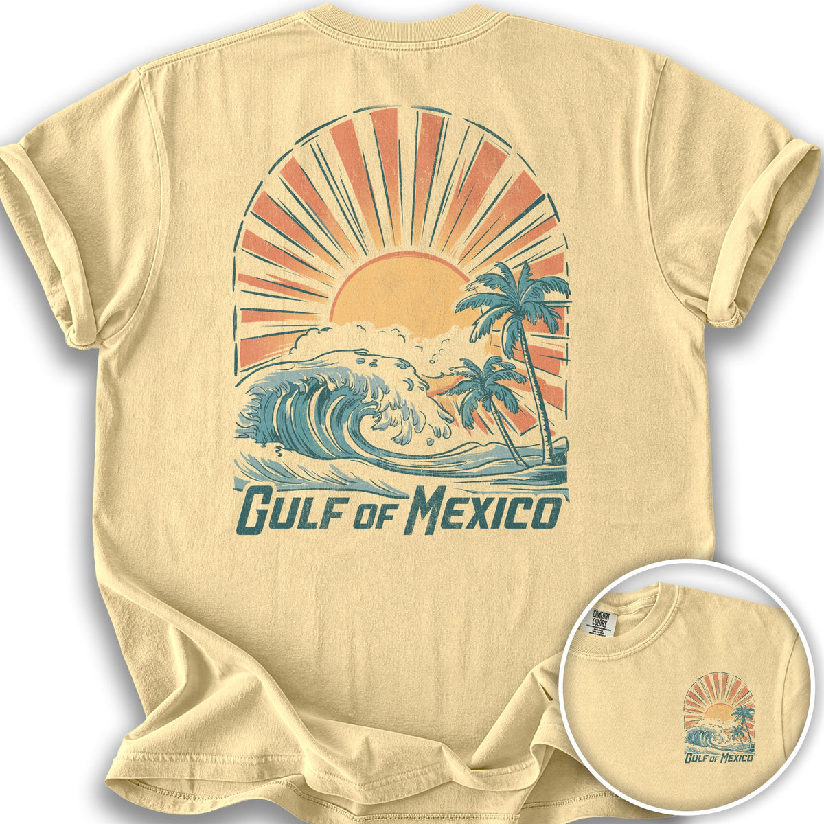 Gulf of Mexico "Sunny Vibes" Front/Back Print T-Shirt - Butter