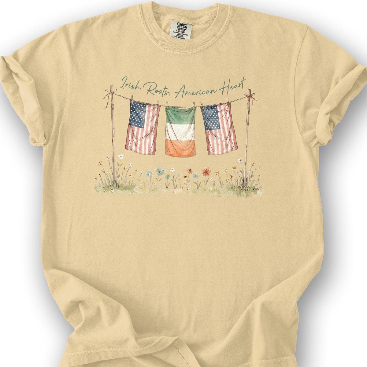 Irish Roots American Heart T-Shirt - Butter