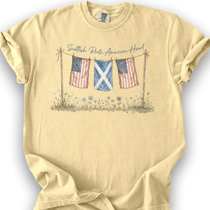 Bargain Bin Overstock! Scottish Roots American Heart T-Shirt - Butter