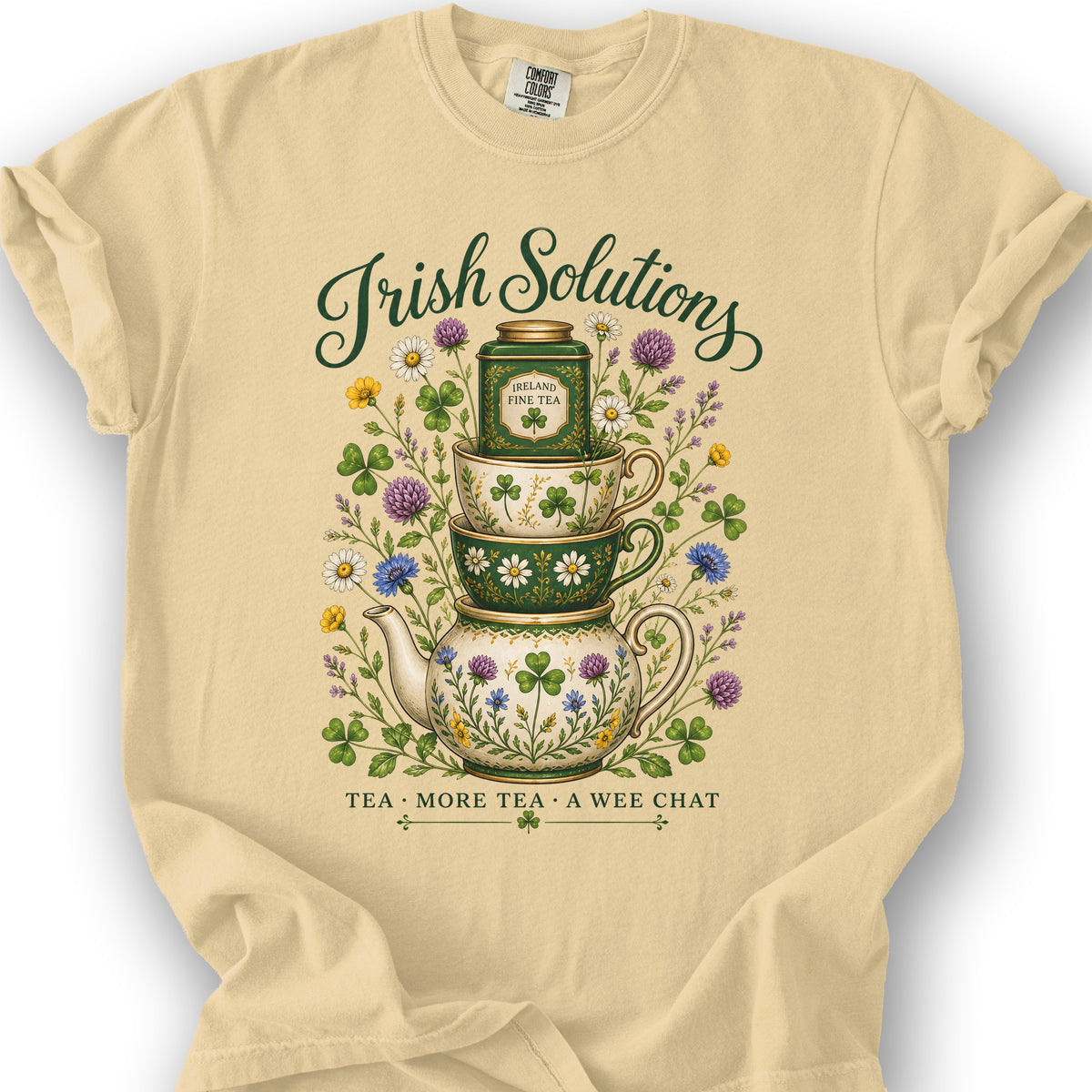 Irish Solutions Tea Cups T-Shirt - Butter