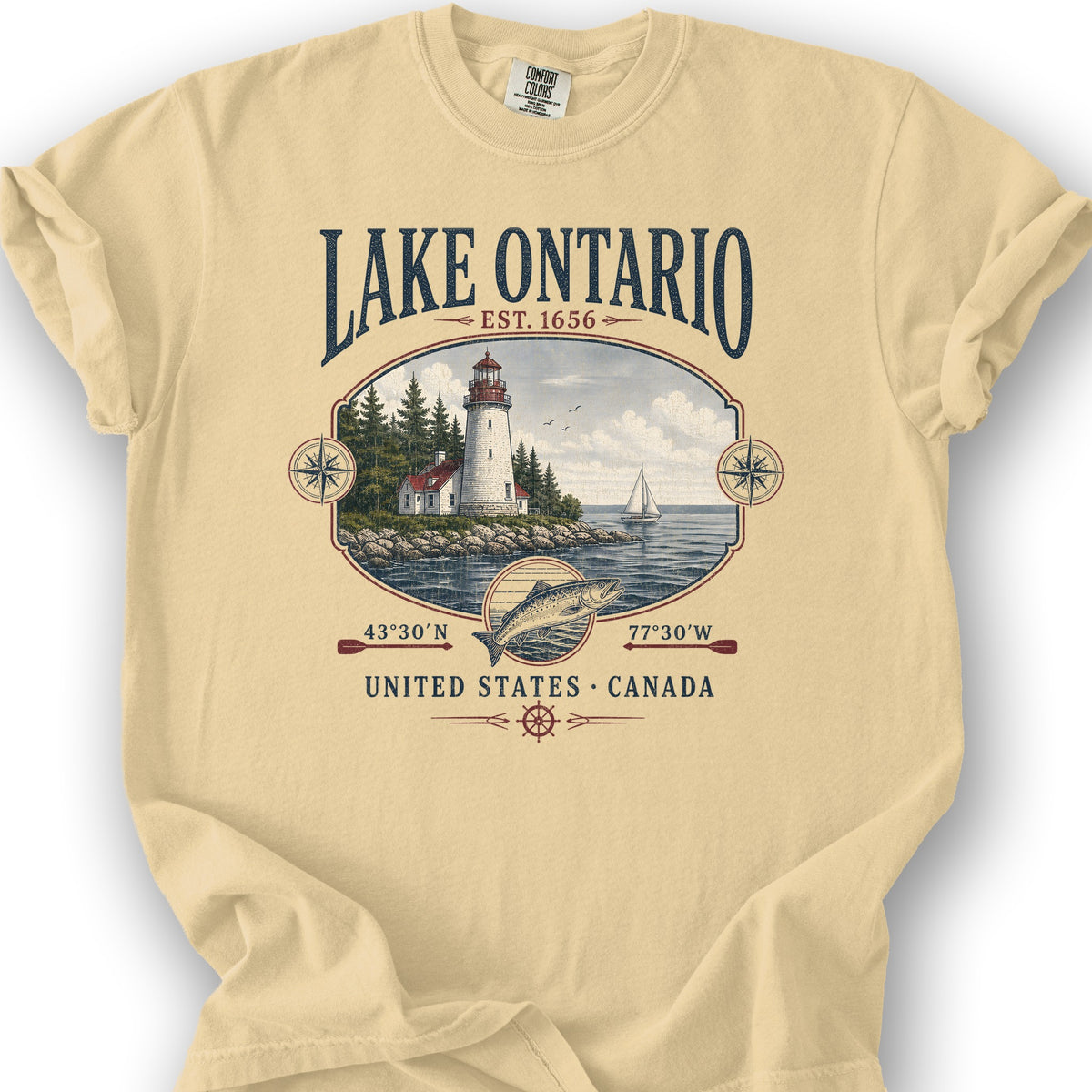 Lake Ontario Retro 90's T-Shirt - Butter