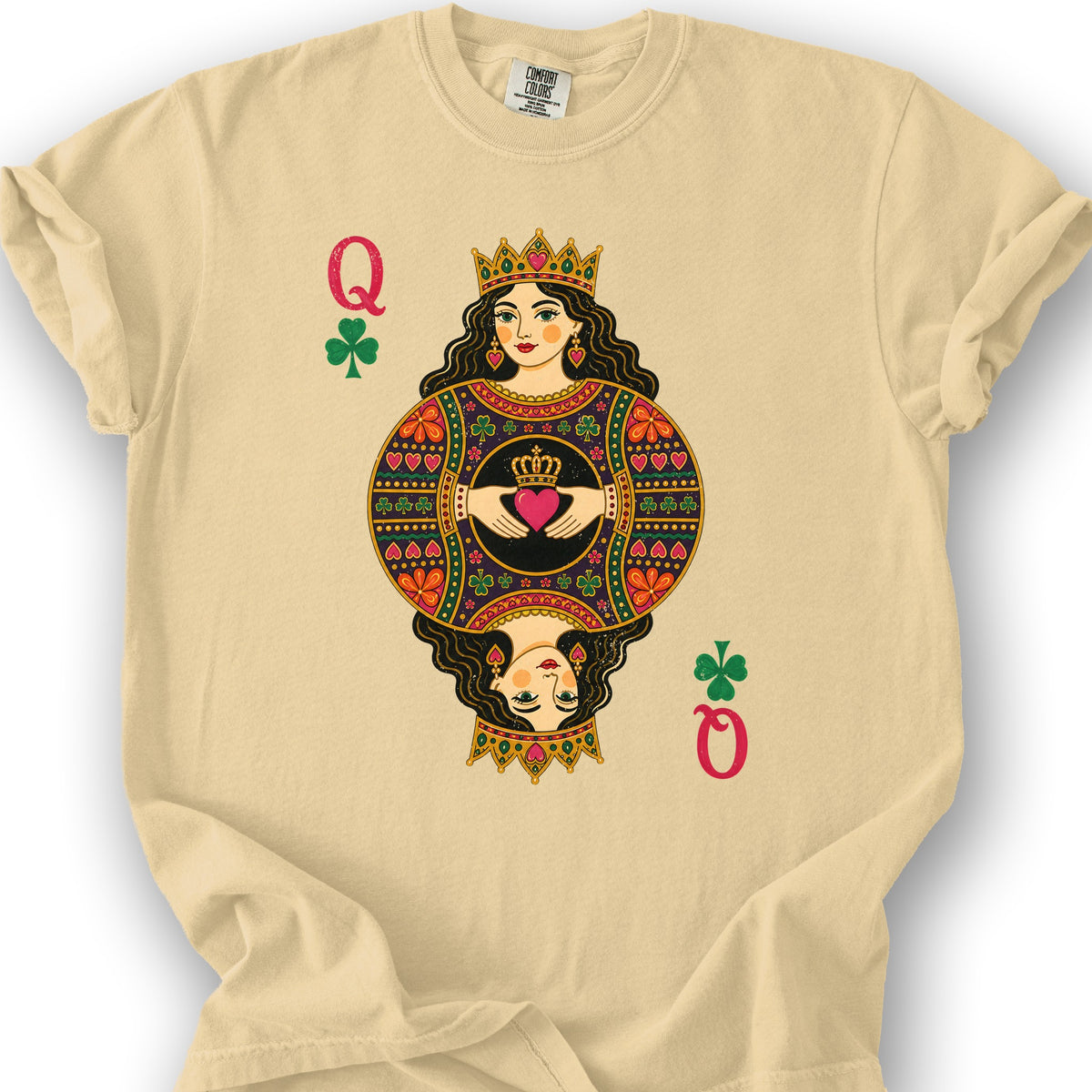 Shamrock Queen Playing Card T-Shirt - Butter