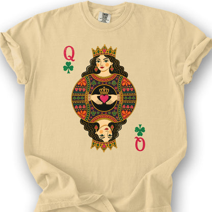 Shamrock Queen Playing Card T-Shirt - Butter