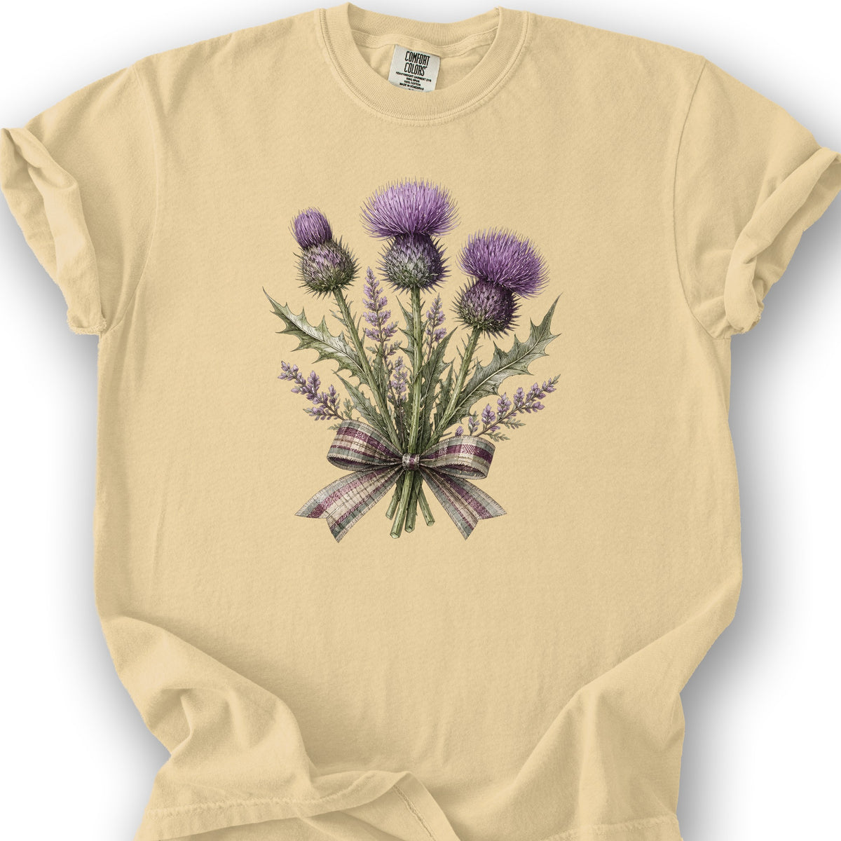 Thistle Bouquet Ribbon T-Shirt - Butter