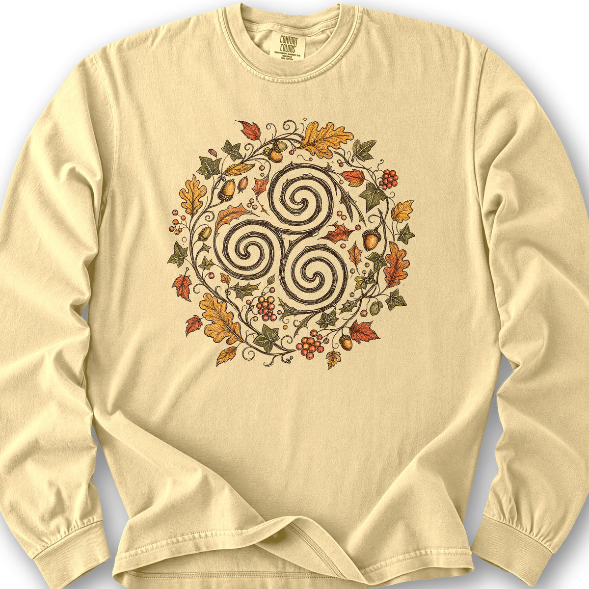 Celtic Autumn Spiral Long Sleeve Shirt - Butter