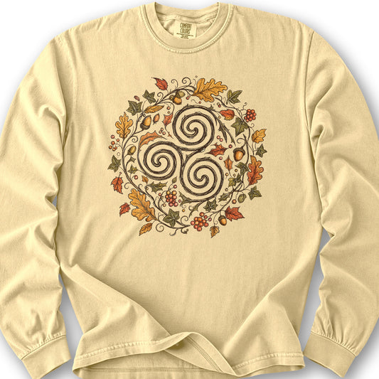 Celtic Autumn Spiral Long Sleeve Shirt - Butter