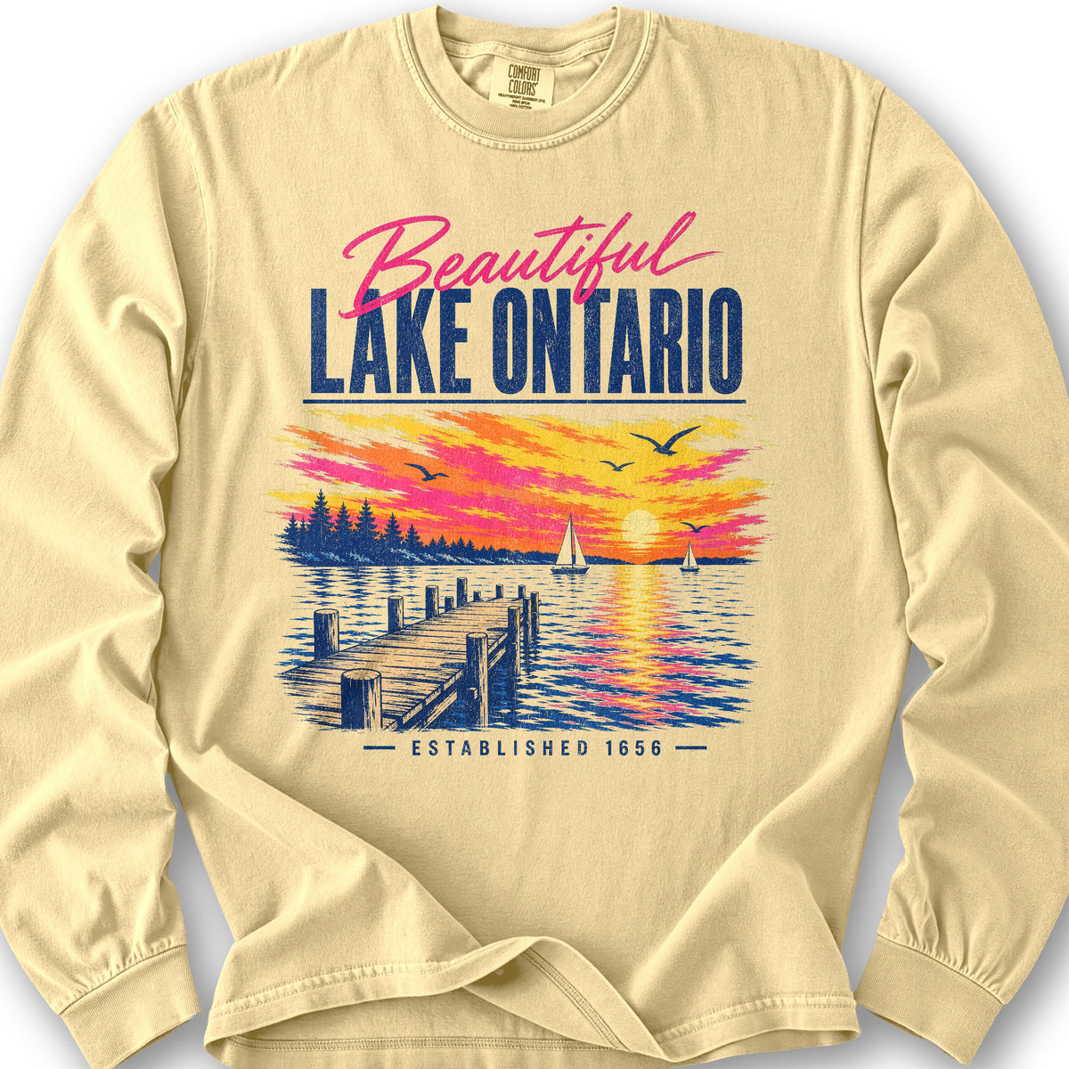 Lake Ontario Color Burst Long Sleeve Shirt - Butter