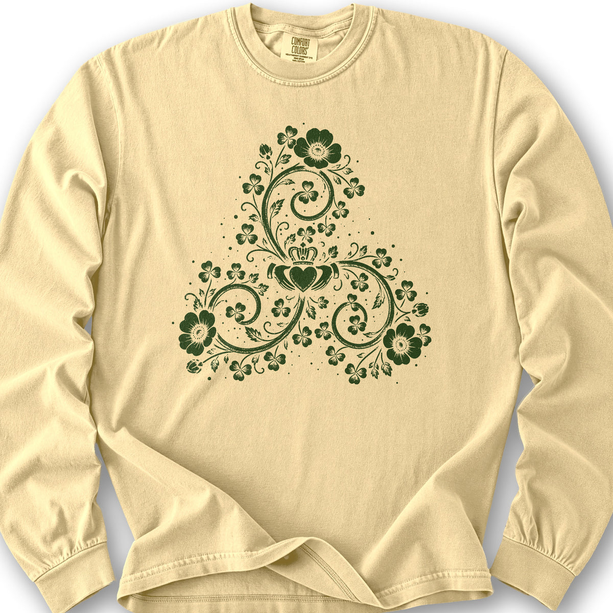 Triskele Shamrock Spiral Long Sleeve Shirt - Butter