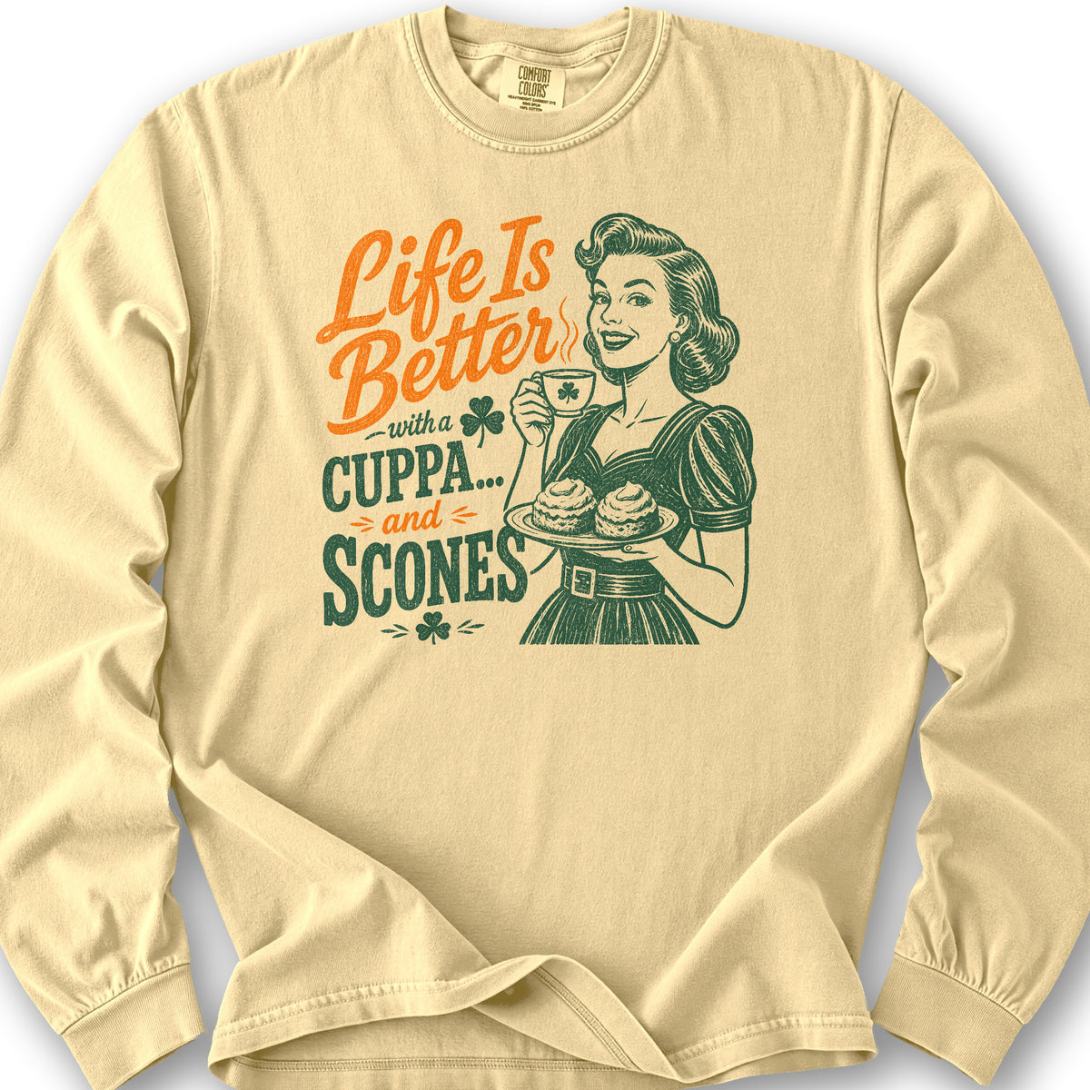 Cuppa Scones Long Sleeve Shirt - Butter
