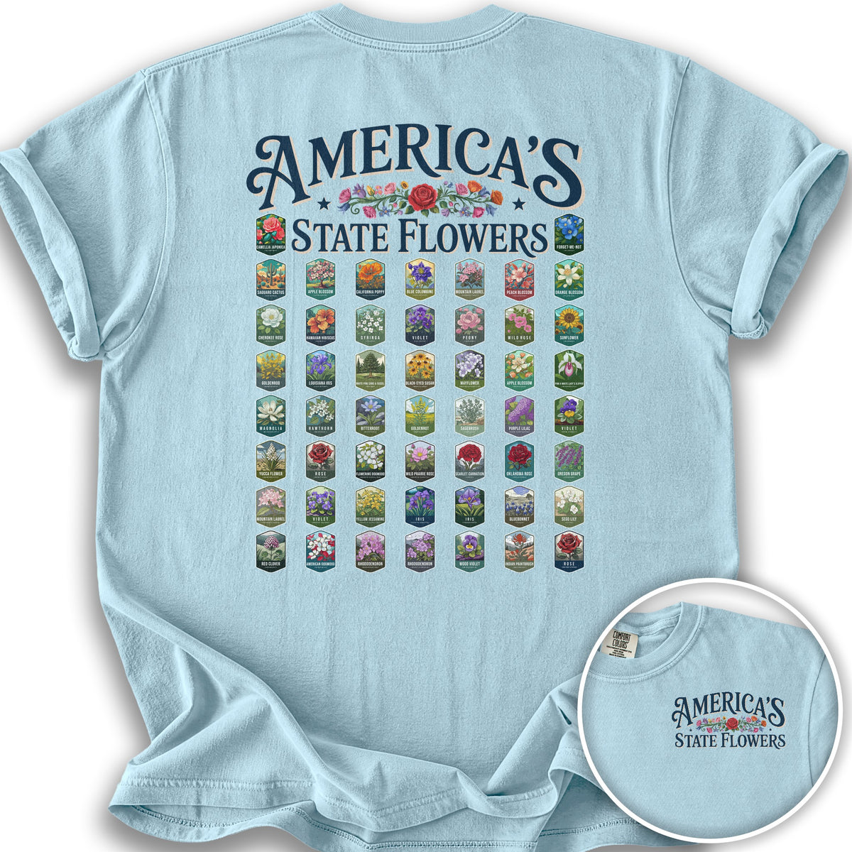 America's State Flowers T-Shirt - Chambray