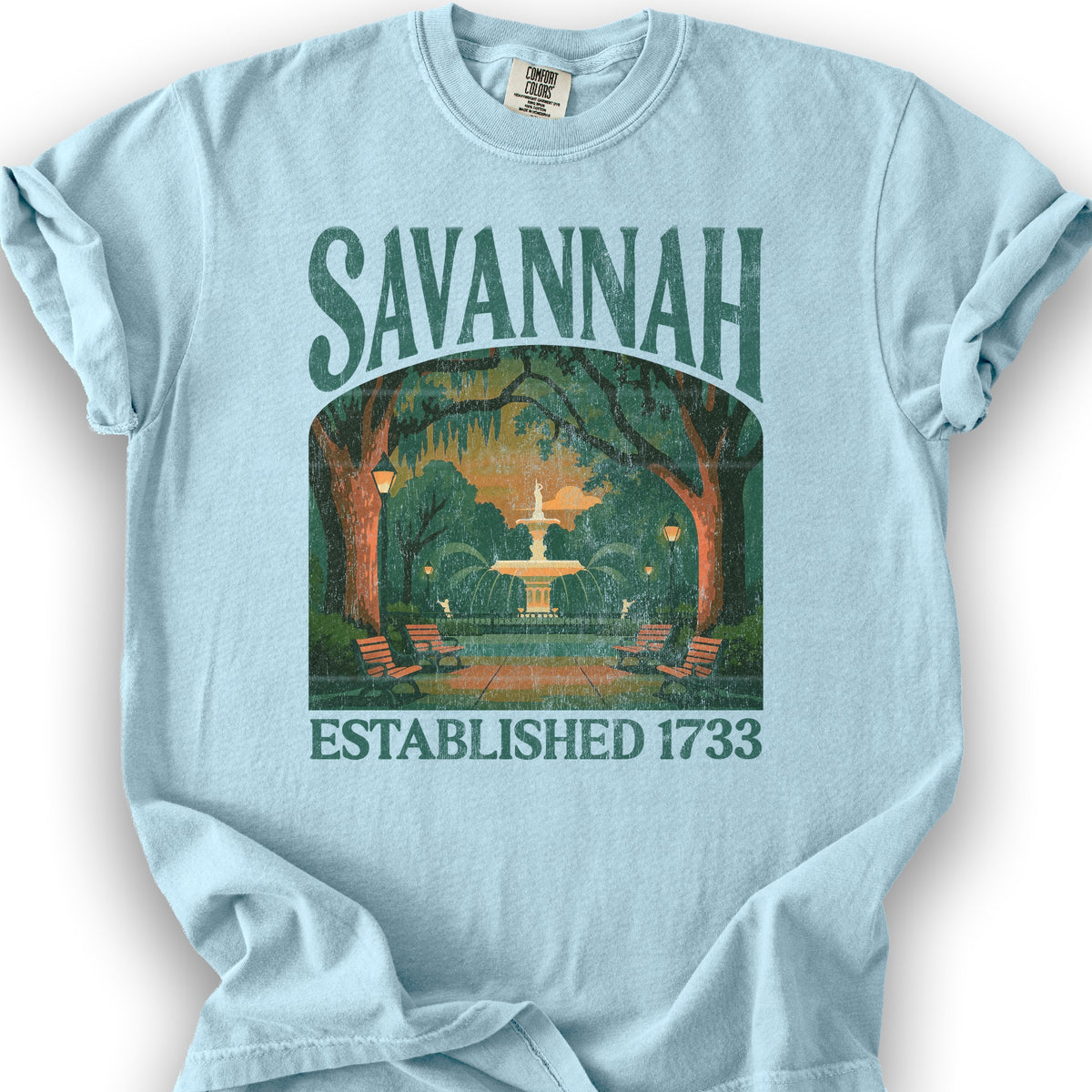 Savannah Georgia "Big and Bold" T-Shirt - Chambray