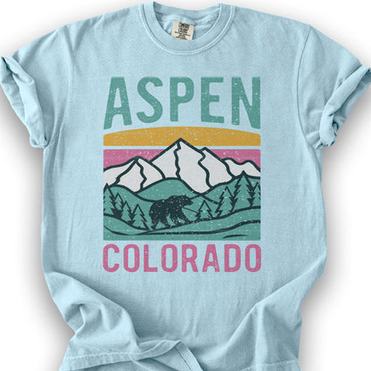 Aspen Colorado Bear T-Shirt - Chambray