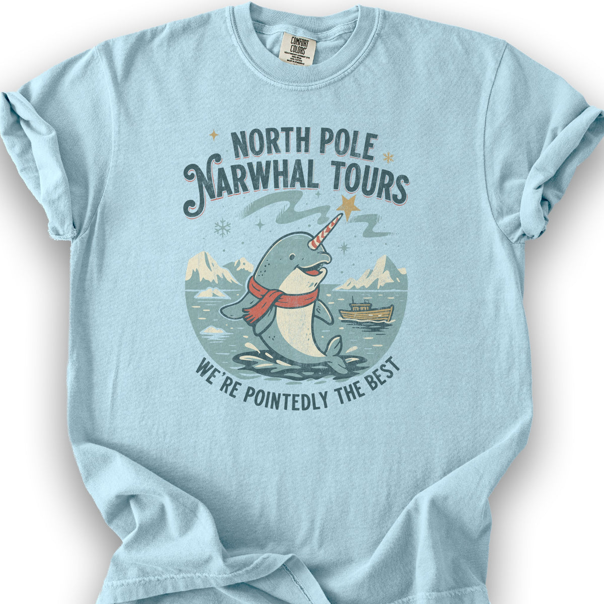 North Pole Narwhal Tours T-shirt - Chambray