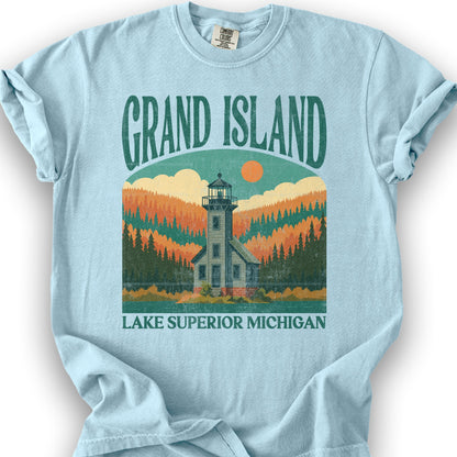 Grand Island Michigan "Big and Bold" T-Shirt - Chambray