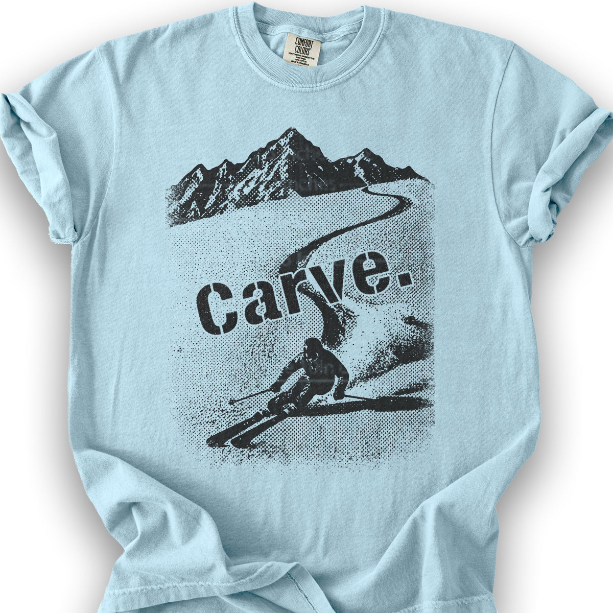 Carve Ski Print T-shirt - Chambray