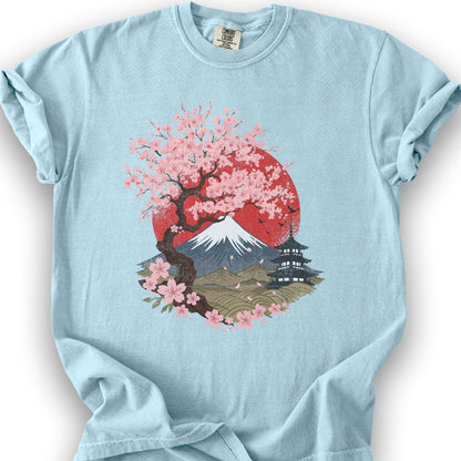 Mount Fuji Cherry Blossoms T-Shirt - Chambray