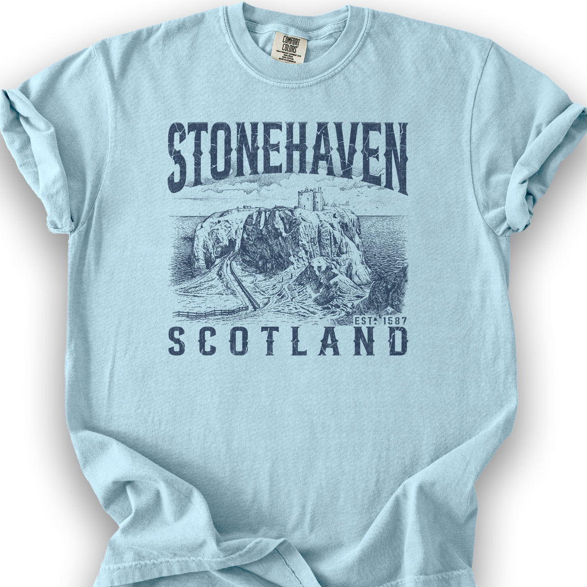 Stonehaven Scotland Sketch T-Shirt - Chambray