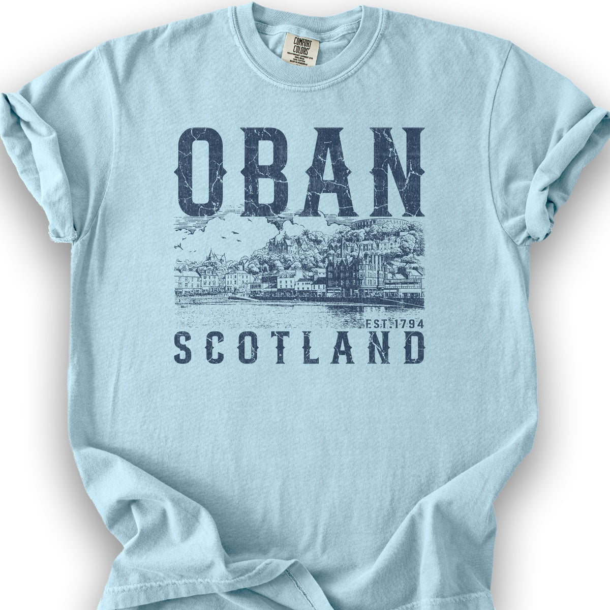 Oban Scotland Sketch T-Shirt - Chambray