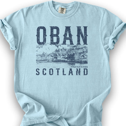 Oban Scotland Sketch T-Shirt - Chambray