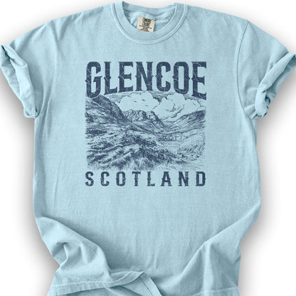 Glencoe Scotland Sketch T-Shirt - Chambray