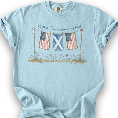 Bargain Bin Overstock! Scottish Roots American Heart T-Shirt - Chambray