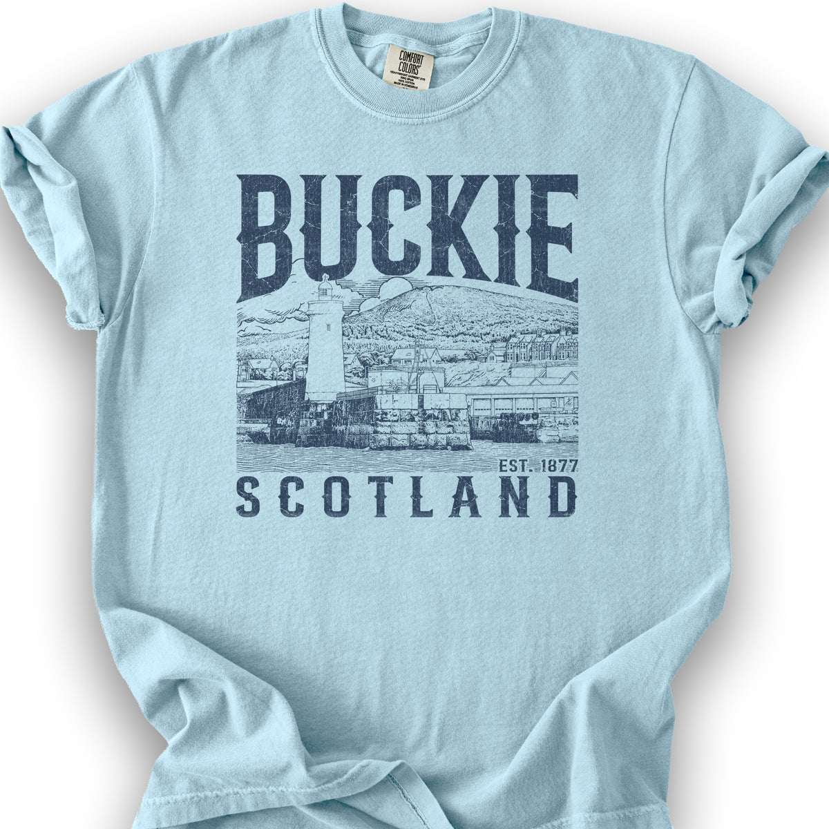 Buckie Scotland Sketch T-Shirt - Chambray