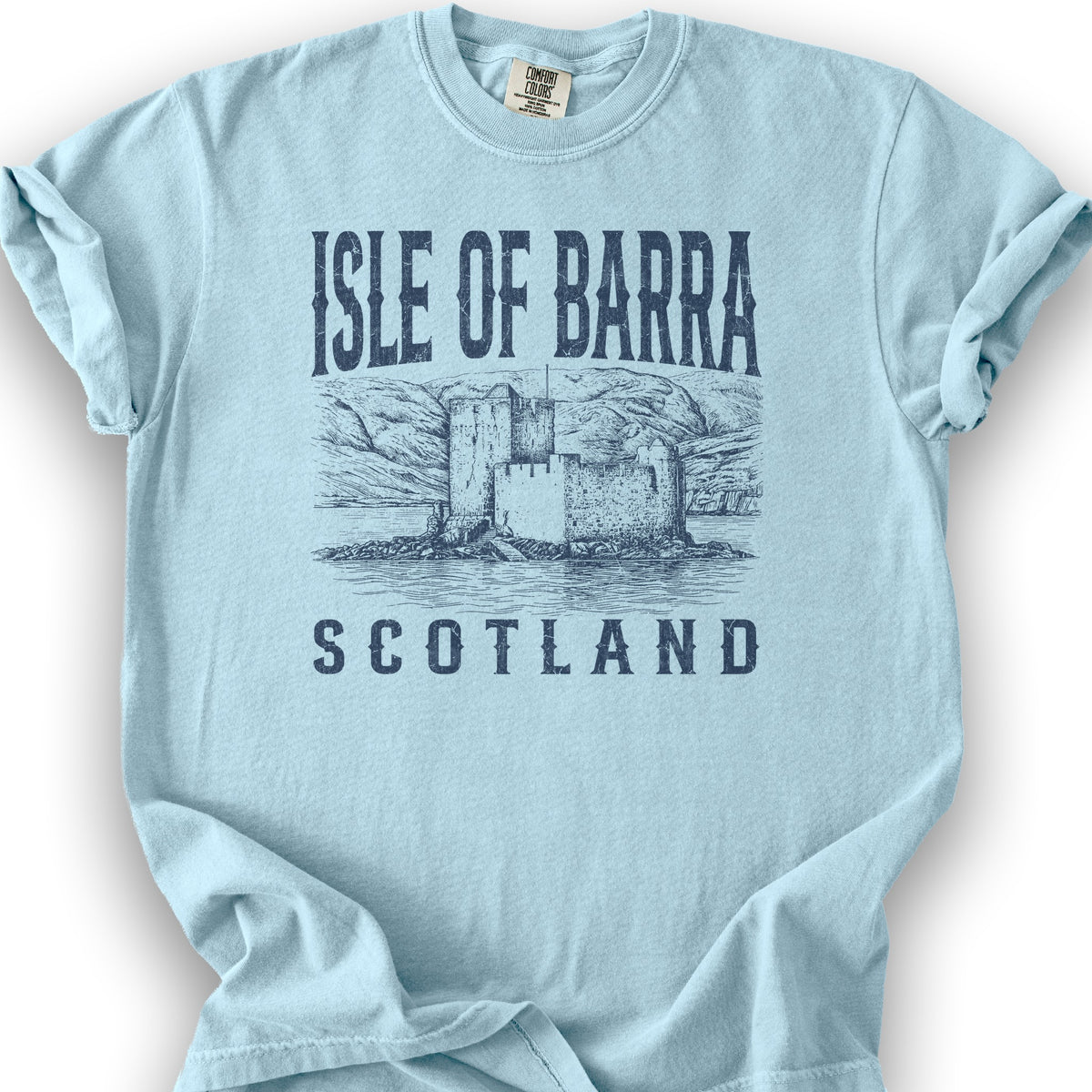 Isle of Barra Scotland Sketch T-Shirt - Chambray