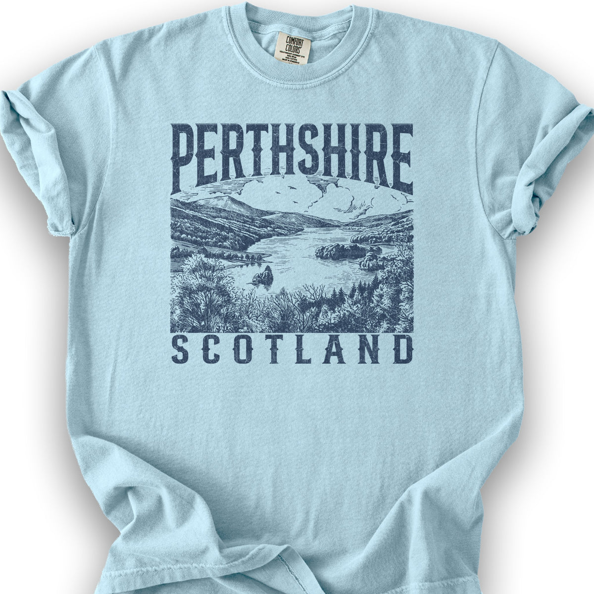 Perthsire Scotland Sketch T-Shirt - Chambray