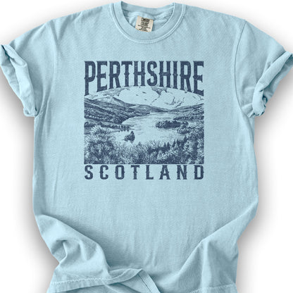 Perthsire Scotland Sketch T-Shirt - Chambray