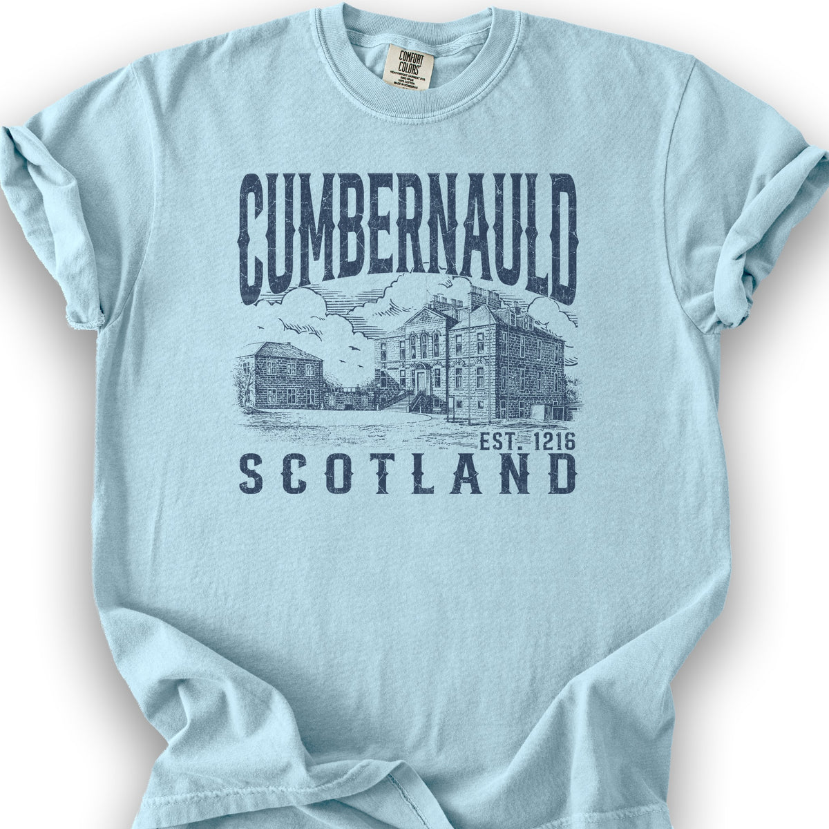 Cumbernauld Scotland Sketch T-Shirt - Chambray