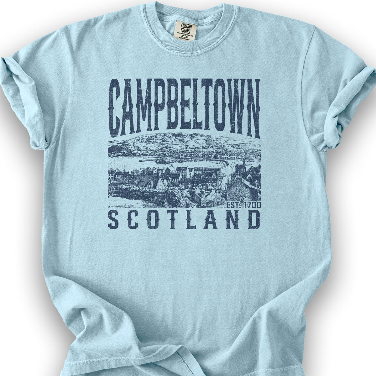 Campbeltown Scotland Sketch T-Shirt - Chambray