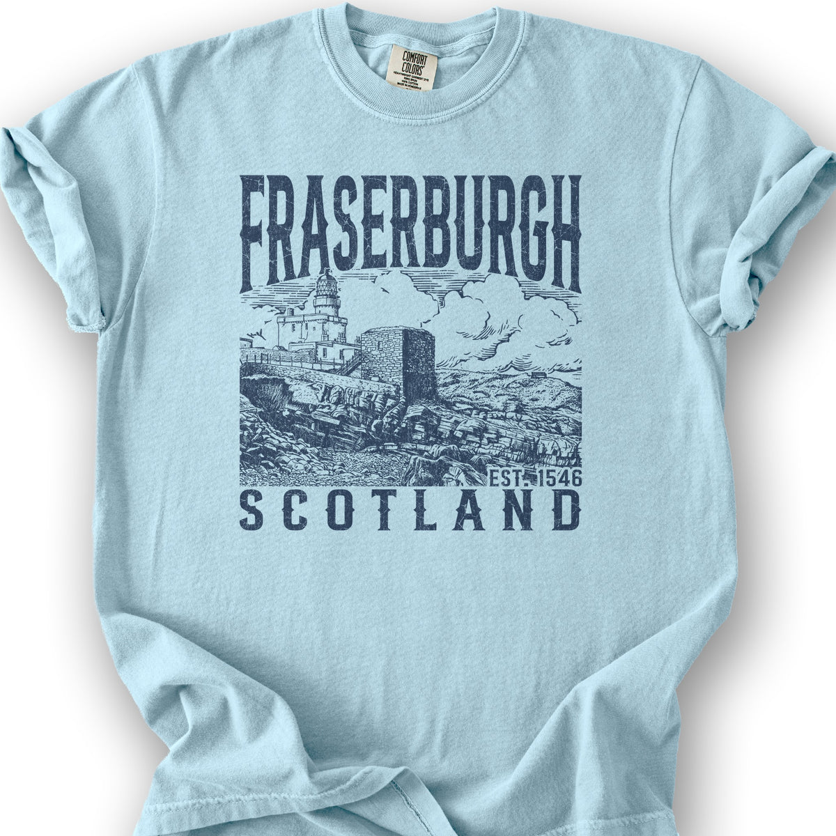 Fraserburgh Scotland Sketch T-Shirt - Chambray