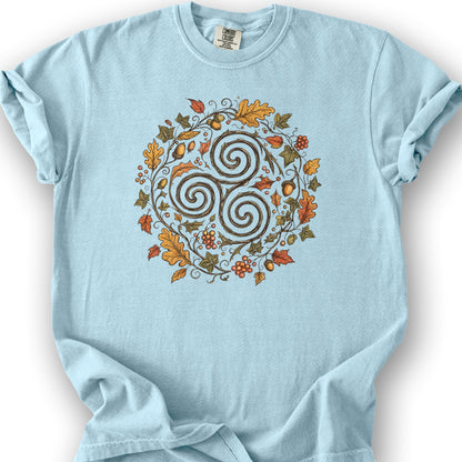 Celtic Autumn Spiral T-Shirt - Chambray