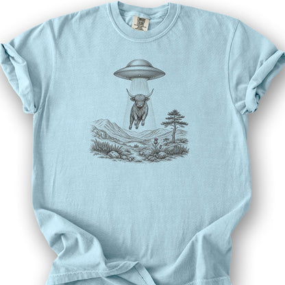 Highland Coo UFO T-Shirt - Chambray